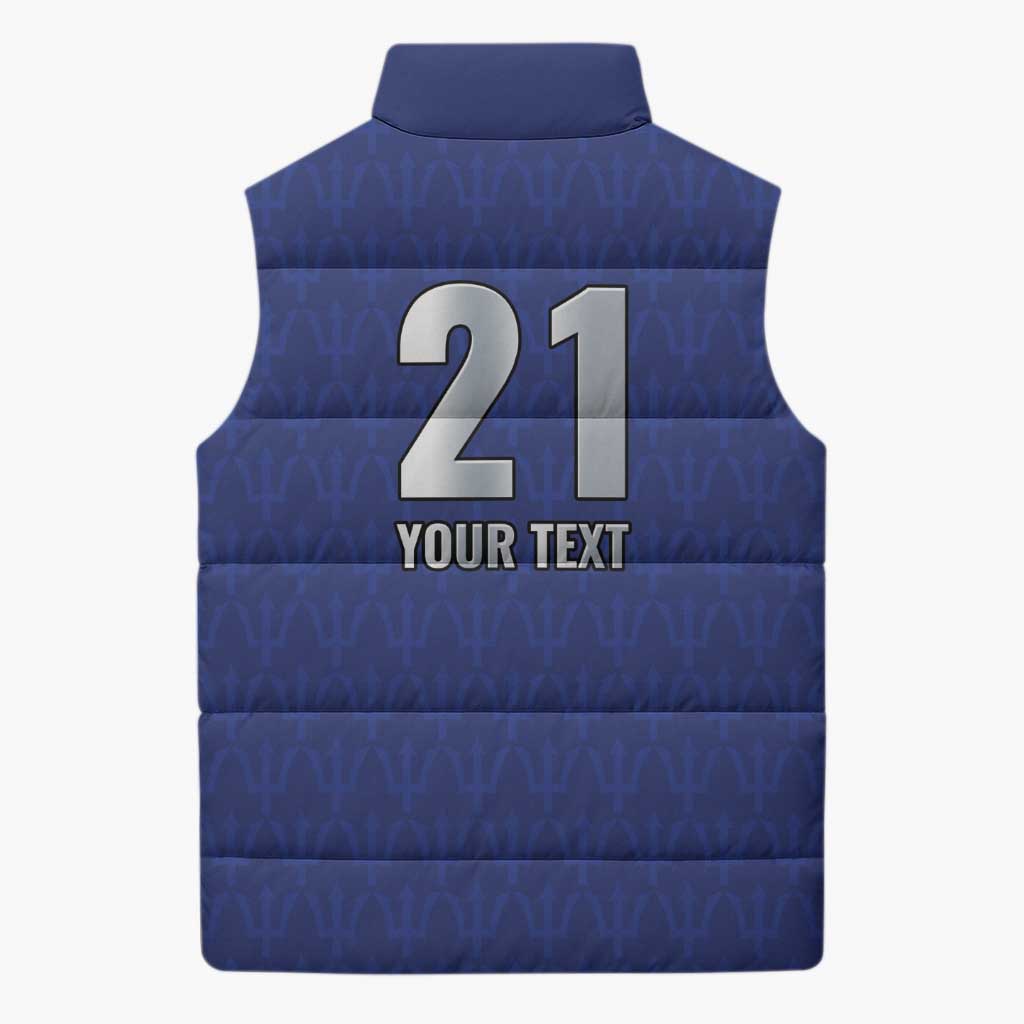 Caribbean Cricket Barbados Custom Sleeveless Puffer Jacket Trident Champion’s Wave - Wonder Print Shop