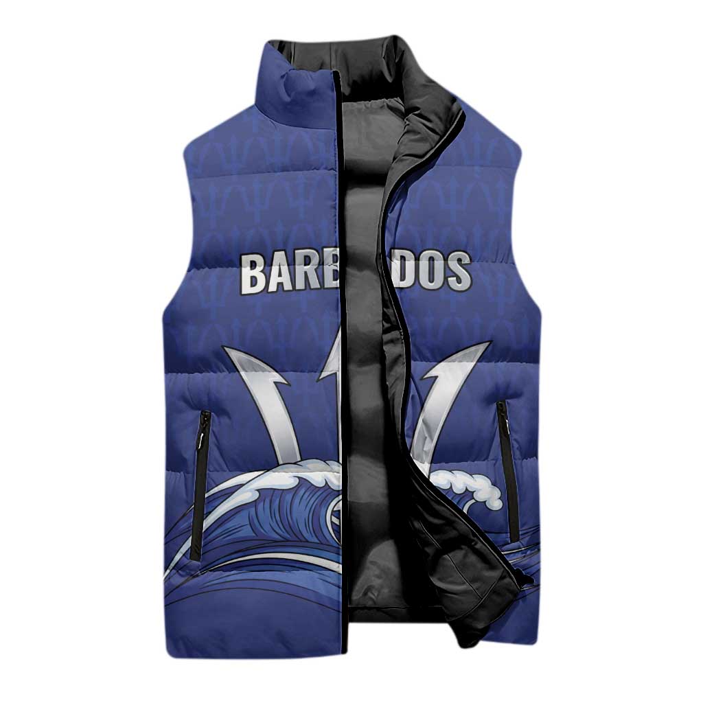 Caribbean Cricket Barbados Custom Sleeveless Puffer Jacket Trident Champion’s Wave - Wonder Print Shop