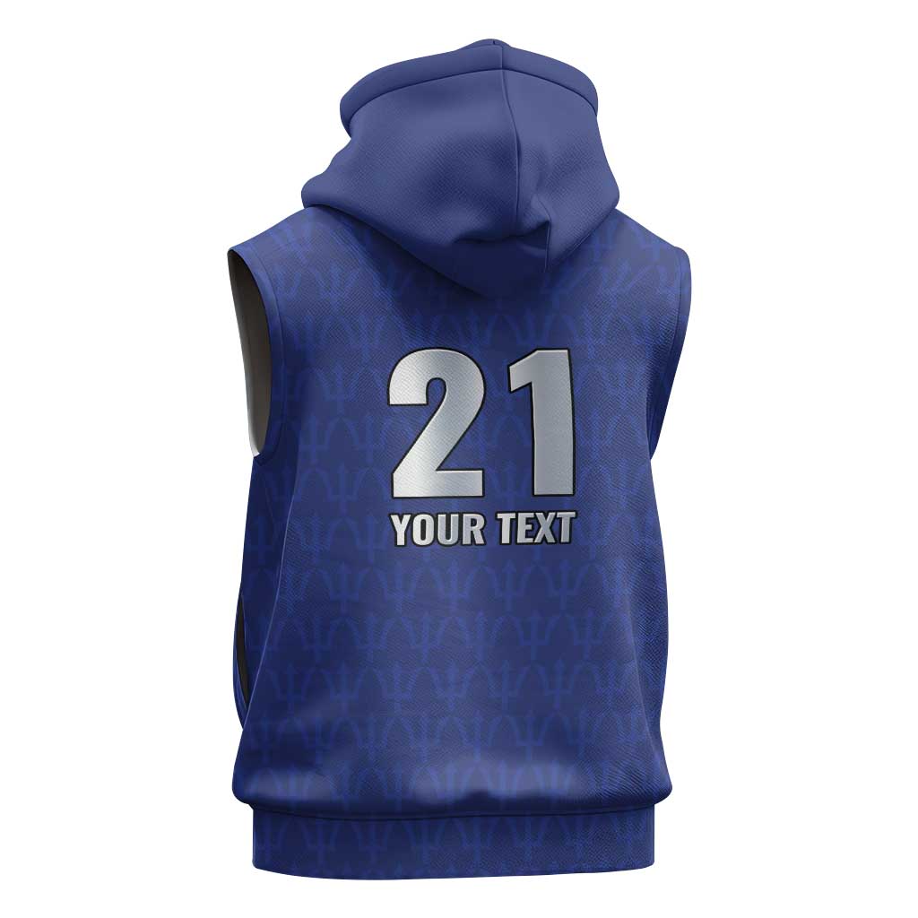 Caribbean Cricket Barbados Custom Sleeveless Zip Hoodie Trident Champion’s Wave - Wonder Print Shop