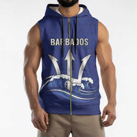 Caribbean Cricket Barbados Custom Sleeveless Zip Hoodie Trident Champion’s Wave - Wonder Print Shop