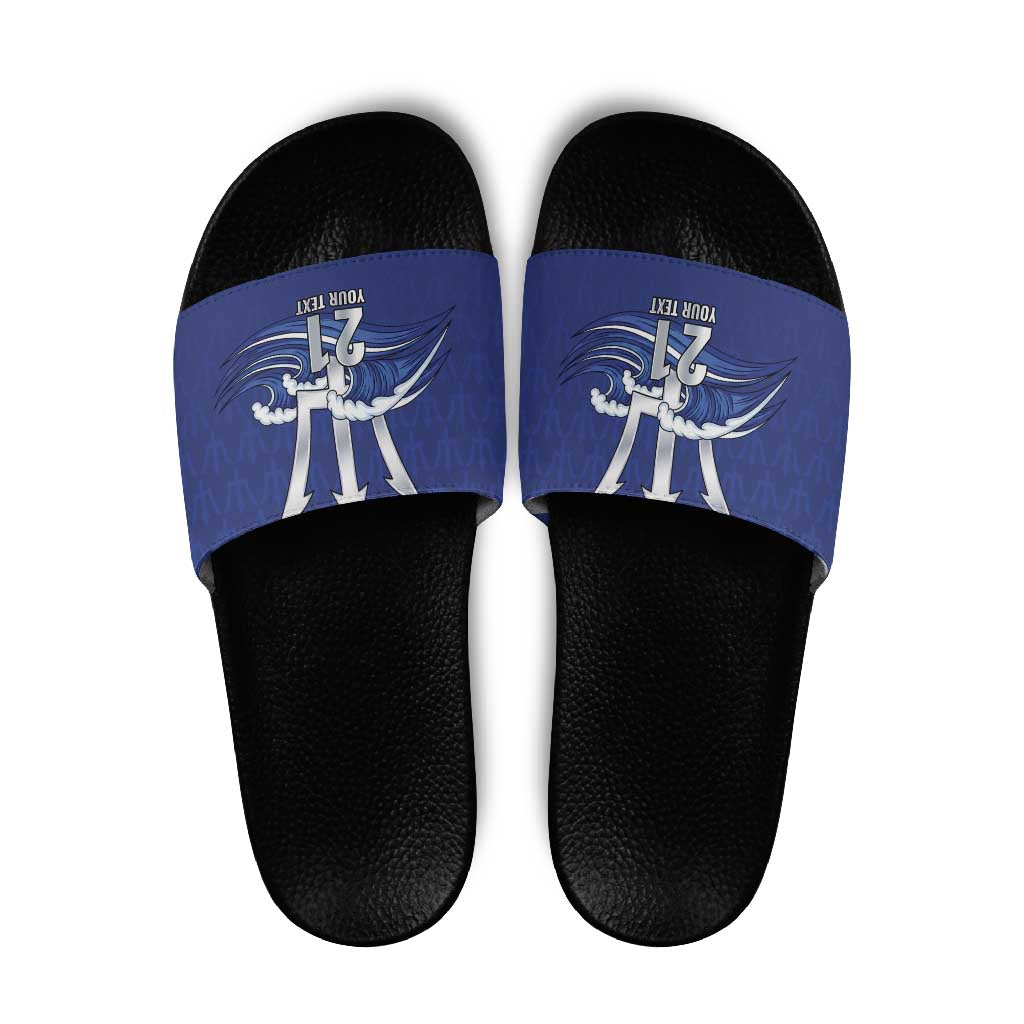 Caribbean Cricket Barbados Custom Slide Sandals Trident Champion’s Wave - Wonder Print Shop