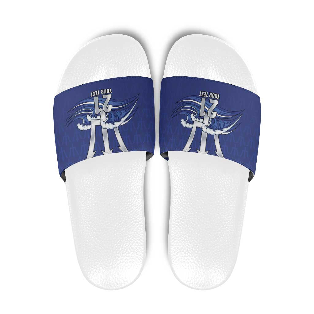 Caribbean Cricket Barbados Custom Slide Sandals Trident Champion’s Wave - Wonder Print Shop