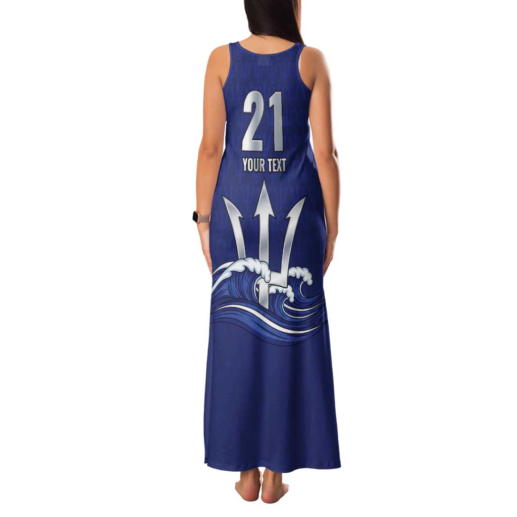 Caribbean Cricket Barbados Custom Tank Maxi Dress Trident Champion’s Wave - Wonder Print Shop