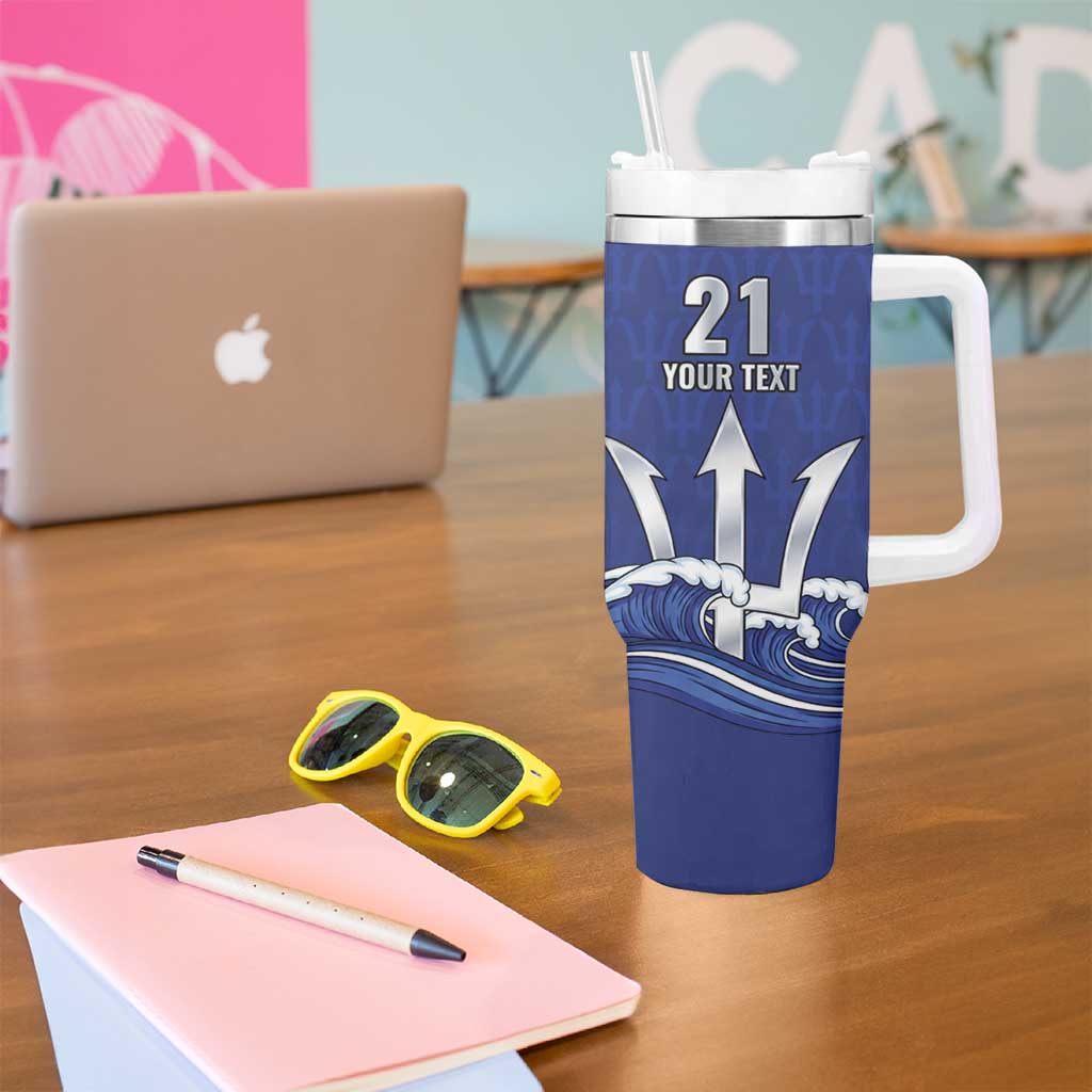Caribbean Cricket Barbados Custom Tumbler With Handle Trident Champion’s Wave - Wonder Print Shop