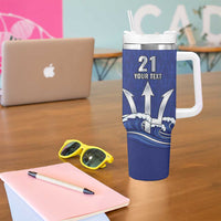 Caribbean Cricket Barbados Custom Tumbler With Handle Trident Champion’s Wave - Wonder Print Shop