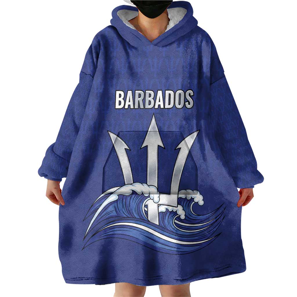Caribbean Cricket Barbados Custom Wearable Blanket Hoodie Trident Champion’s Wave - Wonder Print Shop