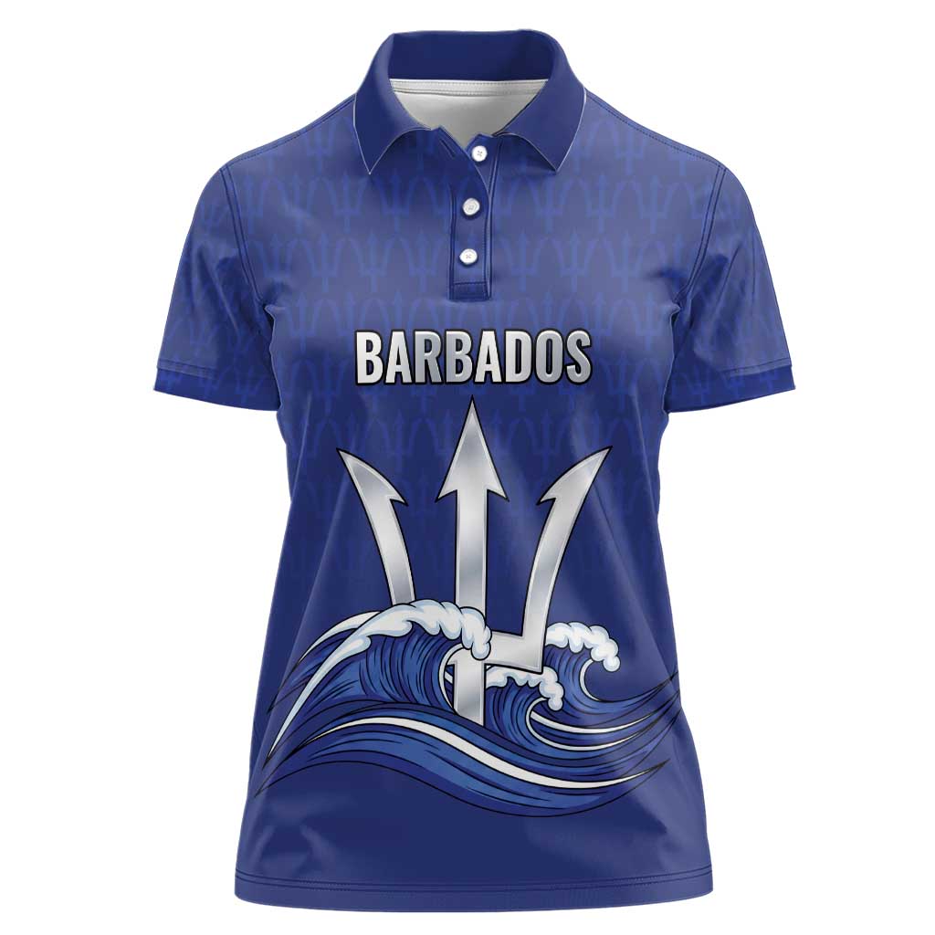 Caribbean Cricket Barbados Custom Women Polo Shirt Trident Champion’s Wave - Wonder Print Shop
