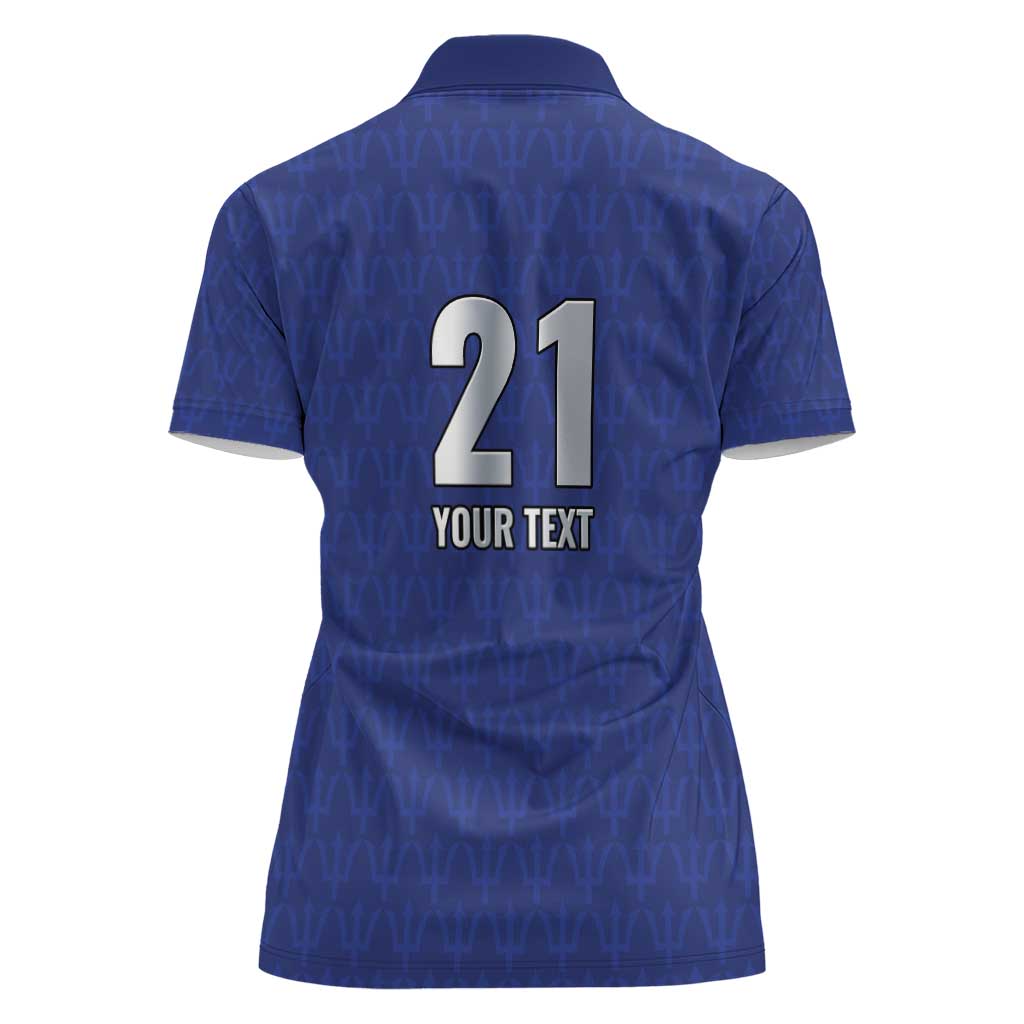 Caribbean Cricket Barbados Custom Women Polo Shirt Trident Champion’s Wave - Wonder Print Shop