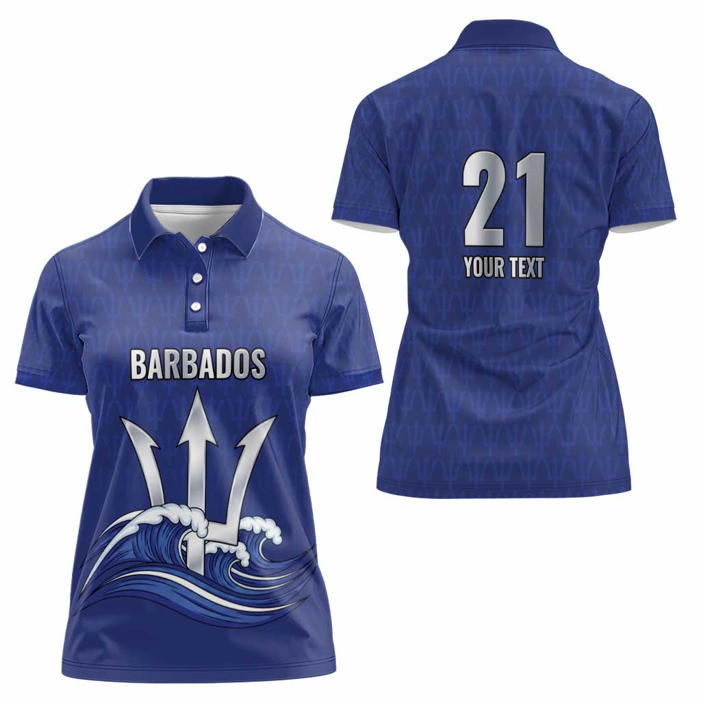 Caribbean Cricket Barbados Custom Women Polo Shirt Trident Champion’s Wave - Wonder Print Shop