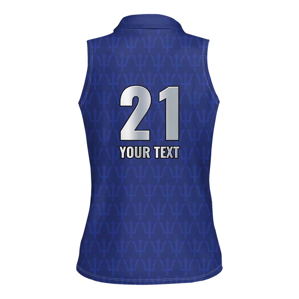 Caribbean Cricket Barbados Custom Women Sleeveless Polo Shirt Trident Champion’s Wave - Wonder Print Shop