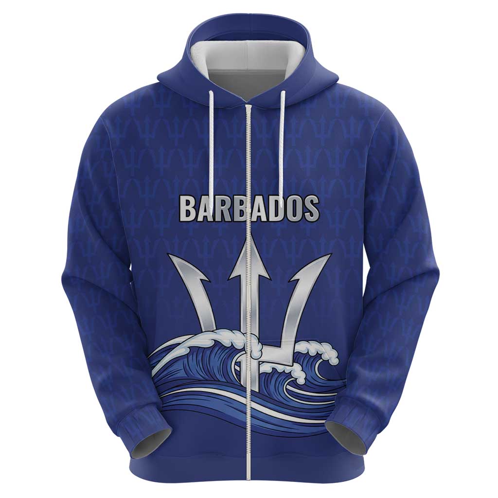 Caribbean Cricket Barbados Custom Zip Hoodie Trident Champion’s Wave - Wonder Print Shop