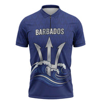 Caribbean Cricket Barbados Custom Zipper Polo Shirt Trident Champion’s Wave - Wonder Print Shop