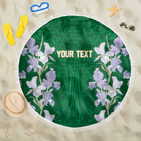 Custom Algeria Iris Floral Green Beach Blanket Africa Women’s Football Champion Series 2026