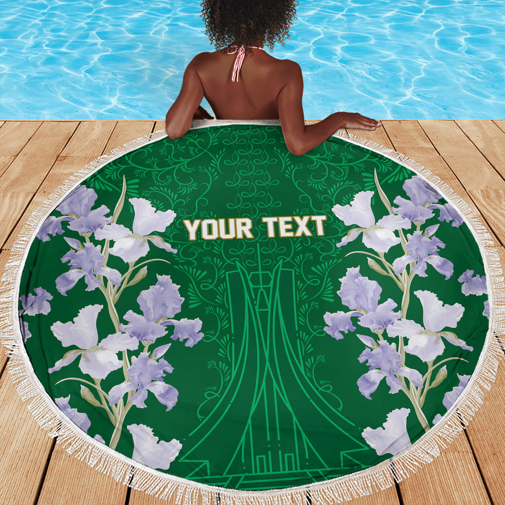 Custom Algeria Iris Floral Green Beach Blanket Africa Women’s Football Champion Series 2026