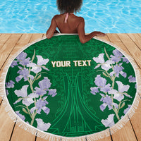 Custom Algeria Iris Floral Green Beach Blanket Africa Women’s Football Champion Series 2026
