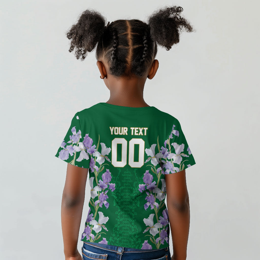 Custom Algeria Iris Floral Green Kid T shirt Africa Women’s Football Champion Series 2026