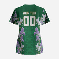 Custom Algeria Iris Floral Green Scrub Top Africa Women’s Football Champion Series 2026