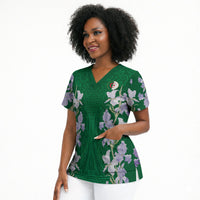 Custom Algeria Iris Floral Green Scrub Top Africa Women’s Football Champion Series 2026