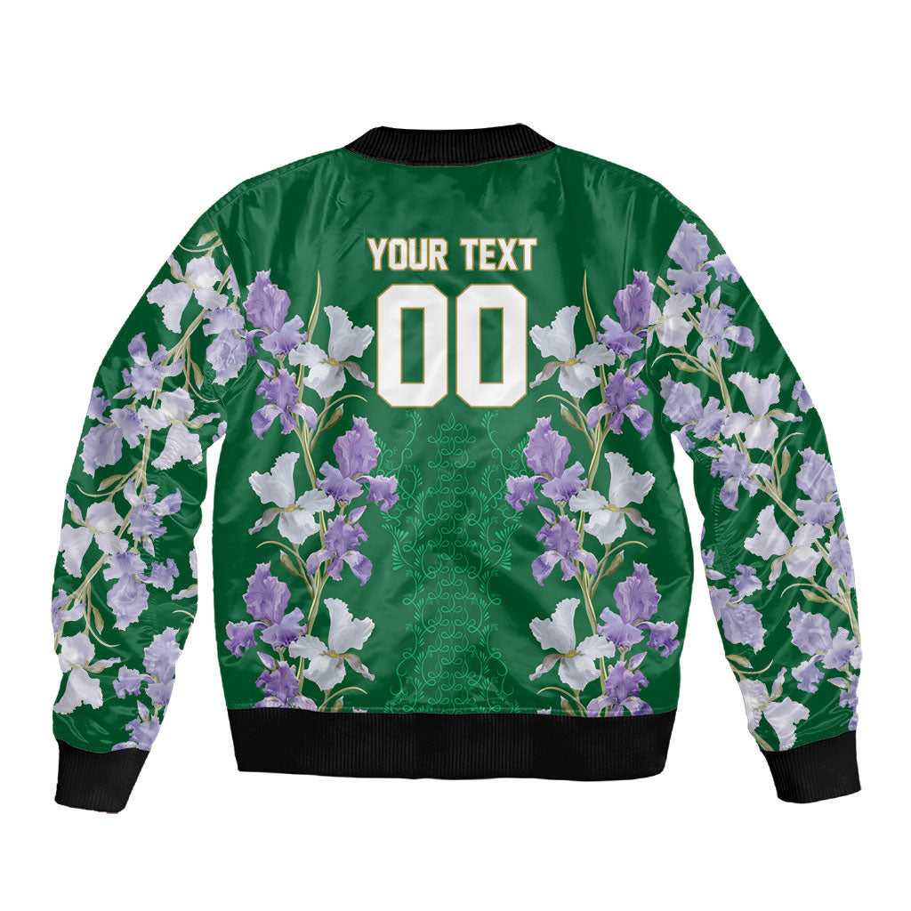 Custom Algeria Iris Floral Green Sleeve Zip Bomber Jacket Africa Women’s Football Champion Series 2026