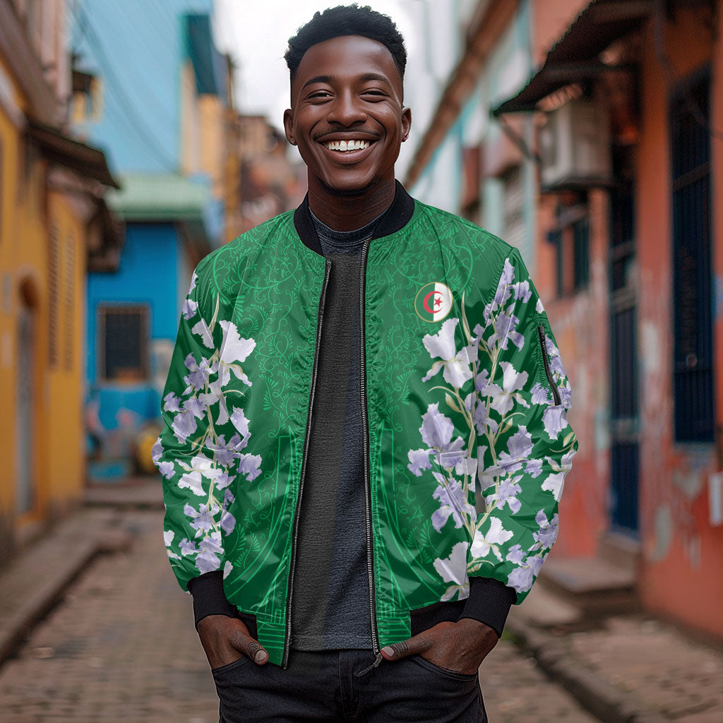 Custom Algeria Iris Floral Green Sleeve Zip Bomber Jacket Africa Women’s Football Champion Series 2026
