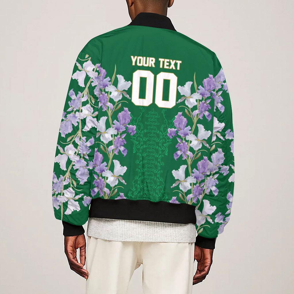 Custom Algeria Iris Floral Green Sleeve Zip Bomber Jacket Africa Women’s Football Champion Series 2026