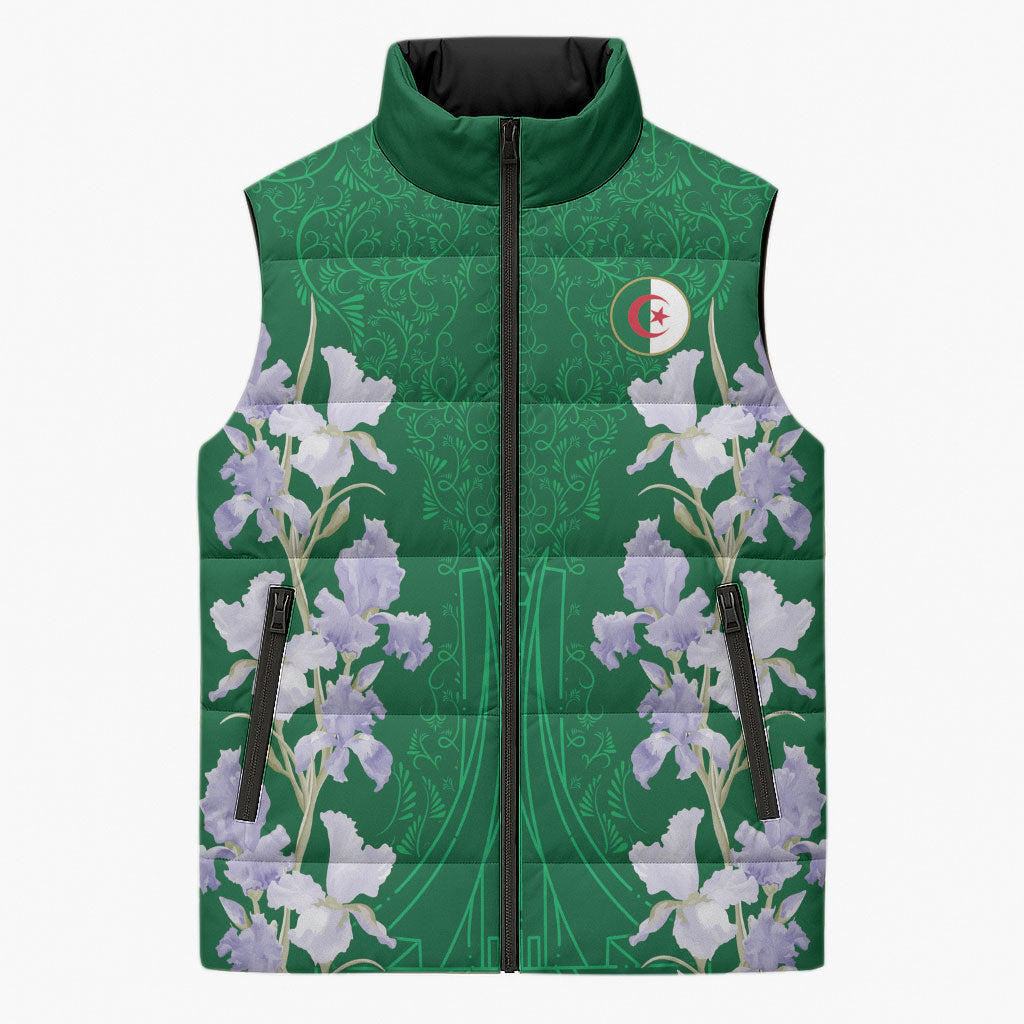Custom Algeria Iris Floral Green Sleeveless Puffer Jacket Africa Women’s Football Champion Series 2026
