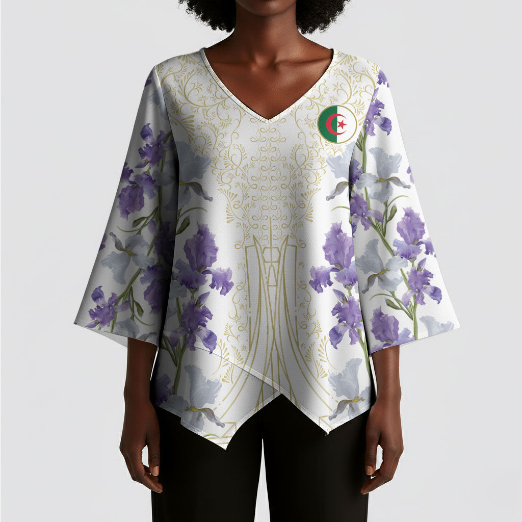 Custom Algeria Iris Floral White Kimono Sleeve Blouse Africa Women’s Football Champion Series 2026