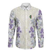 Custom Algeria Iris Floral White Long Sleeve Button Shirt Africa Women’s Football Champion Series 2026