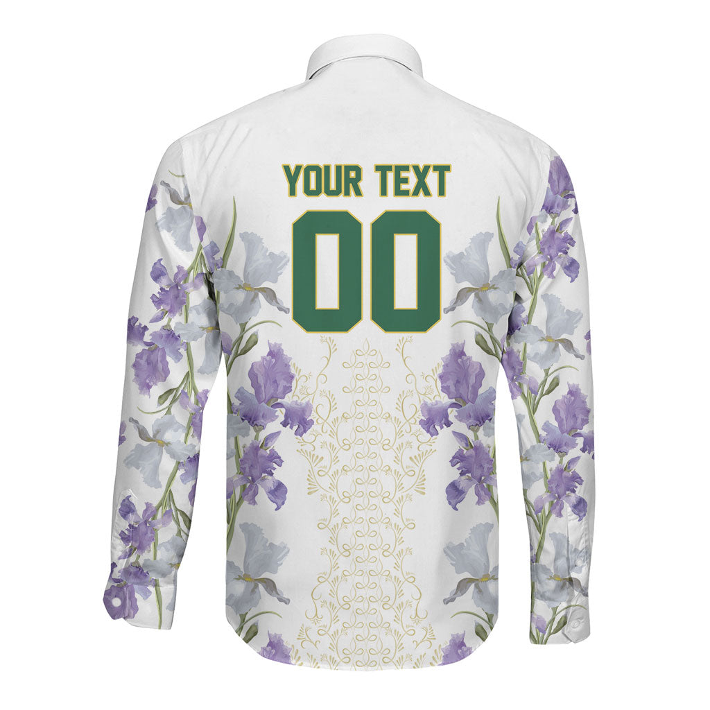 Custom Algeria Iris Floral White Long Sleeve Button Shirt Africa Women’s Football Champion Series 2026