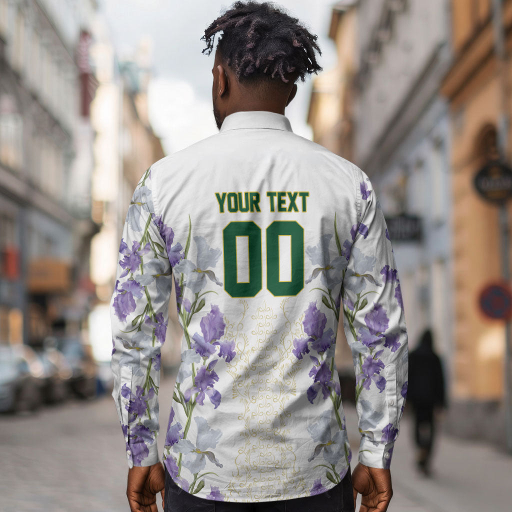Custom Algeria Iris Floral White Long Sleeve Button Shirt Africa Women’s Football Champion Series 2026