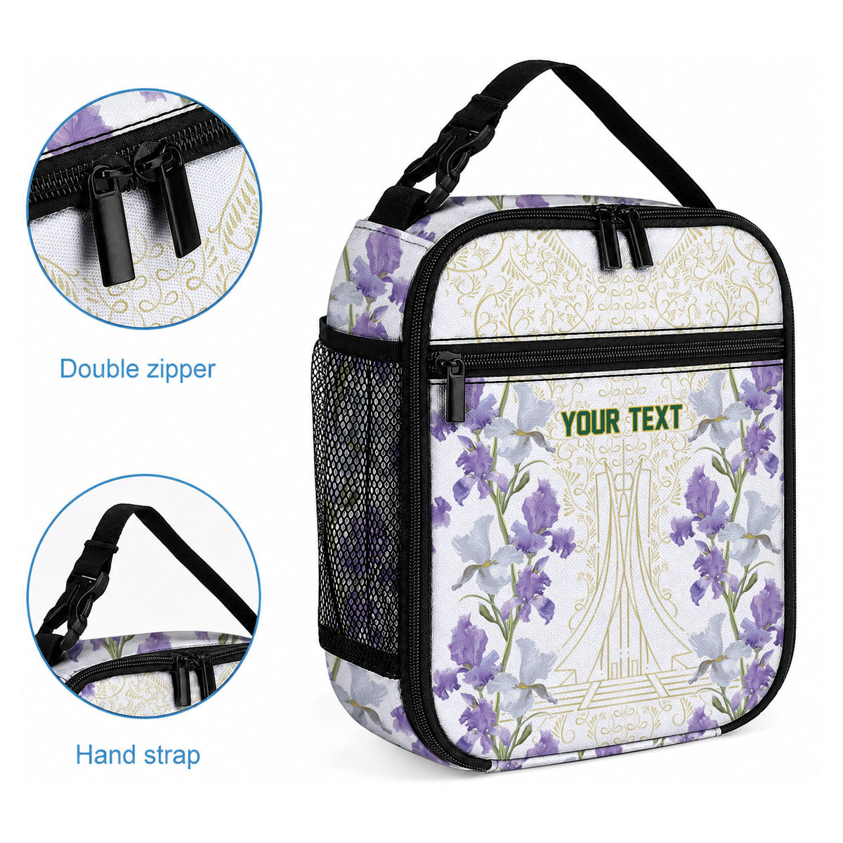 Custom Algeria Iris Floral White Lunch Bag Africa Women’s Football Champion Series 2026
