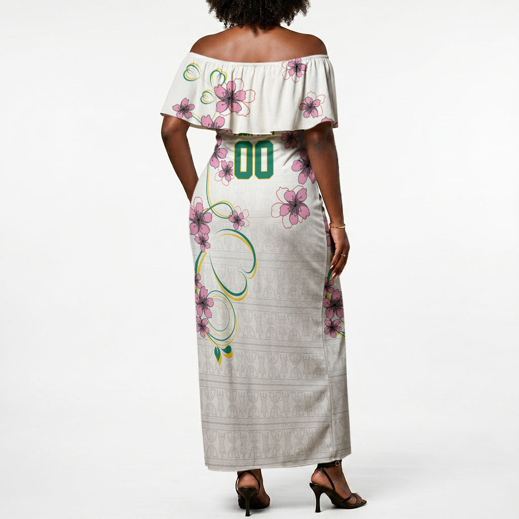 Custom Cameroon Red Stinkwood Floral Off Shoulder Maxi Dress Africa Women’s Football Champion Series 2026