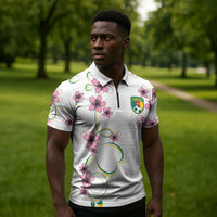 Custom Cameroon Red Stinkwood Floral Zipper Polo Shirt Africa Women’s Football Champion Series 2026