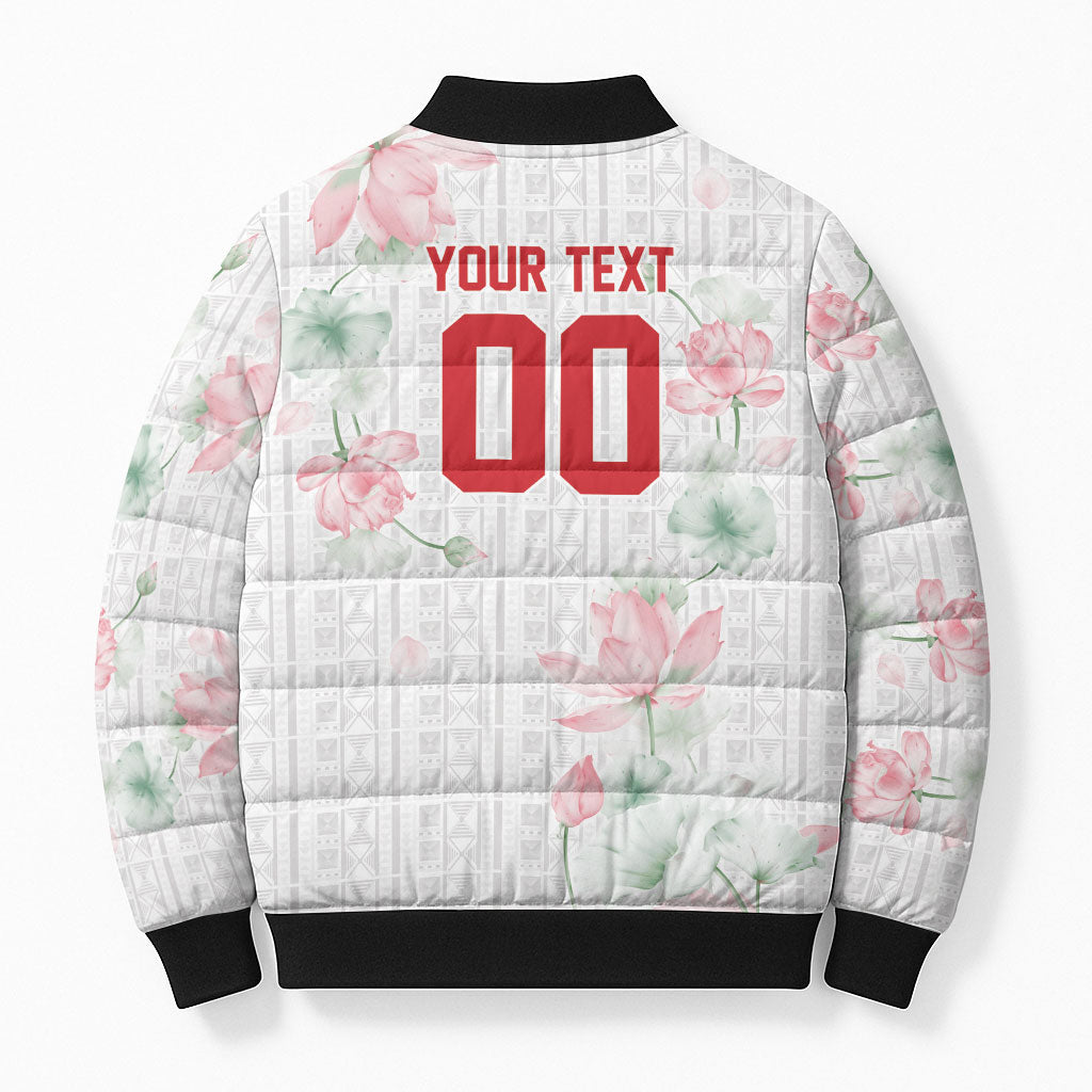 Custom Malawi Lotus Floral Bomber Puffer Jacket Africa Women’s Football Champion Series 2026