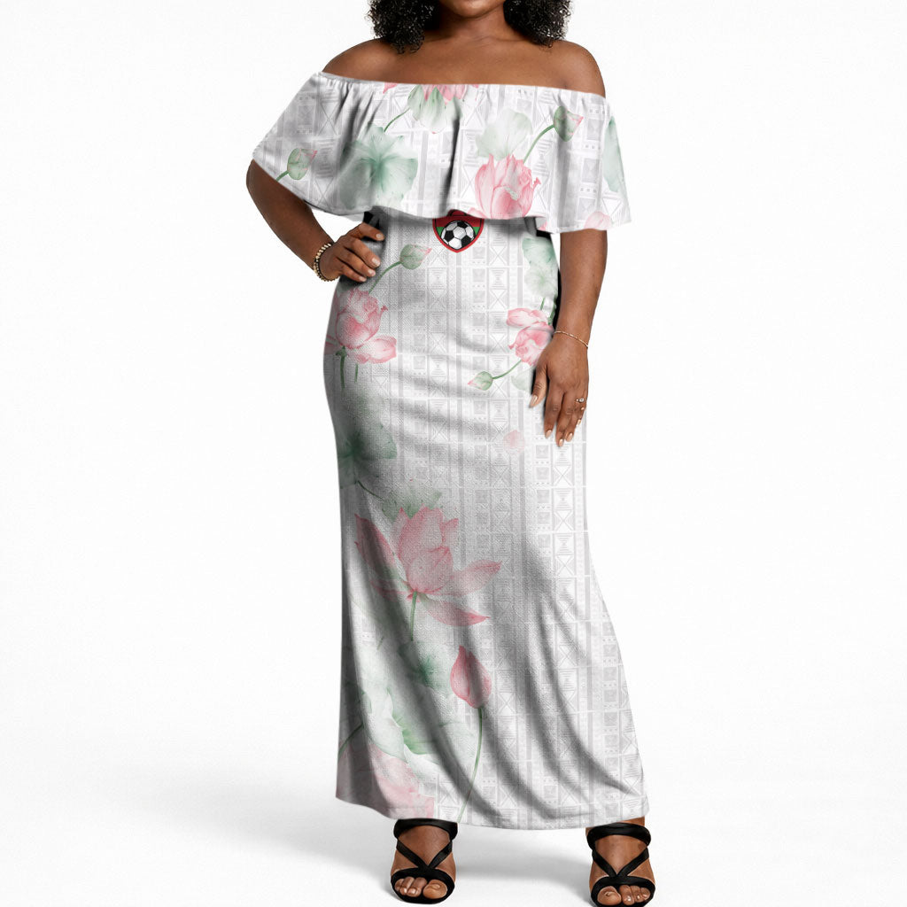Custom Malawi Lotus Floral Off Shoulder Maxi Dress Africa Women’s Football Champion Series 2026