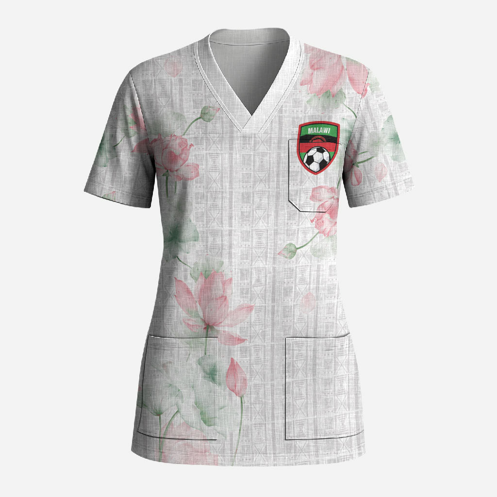 Custom Malawi Lotus Floral Scrub Top Africa Women’s Football Champion Series 2026
