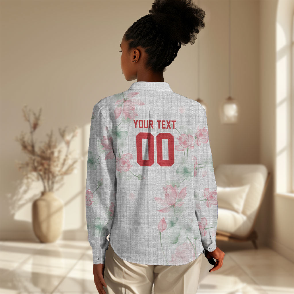 Custom Malawi Lotus Floral Women Casual Shirt Africa Women’s Football Champion Series 2026