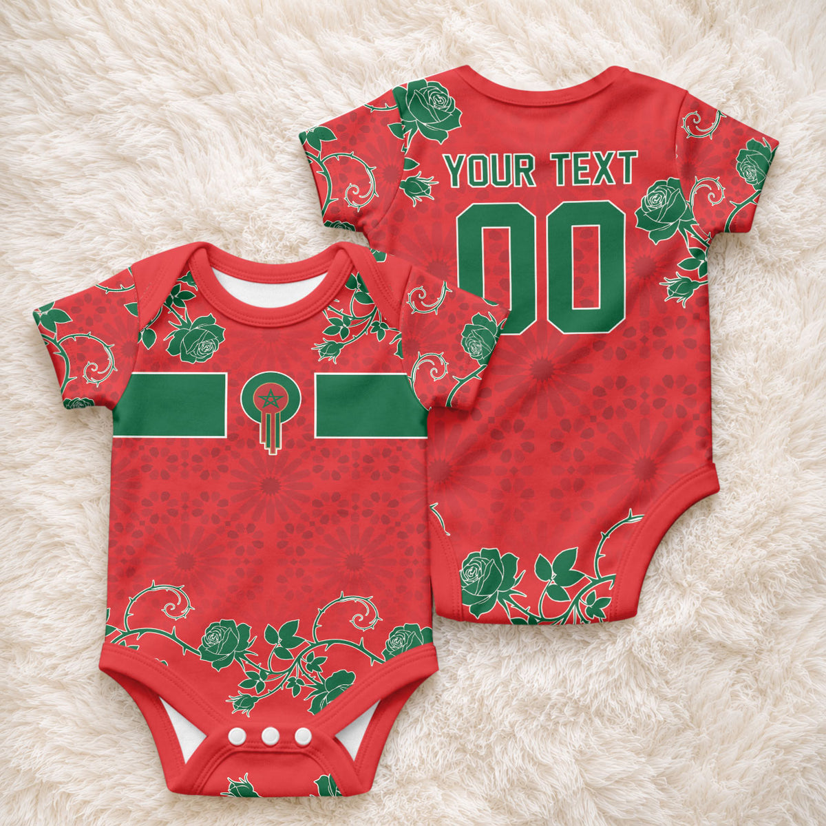 Custom Morocco Desert Rose Floral Baby Onesie Africa Women’s Football Champion Series 2026