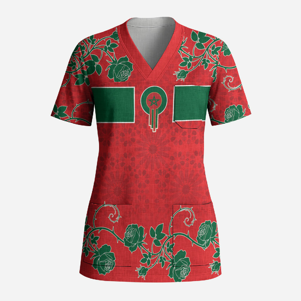 Custom Morocco Desert Rose Floral Scrub Top Africa Women’s Football Champion Series 2026