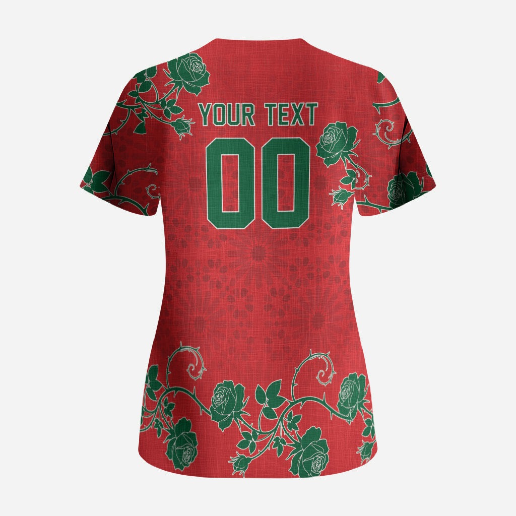 Custom Morocco Desert Rose Floral Scrub Top Africa Women’s Football Champion Series 2026