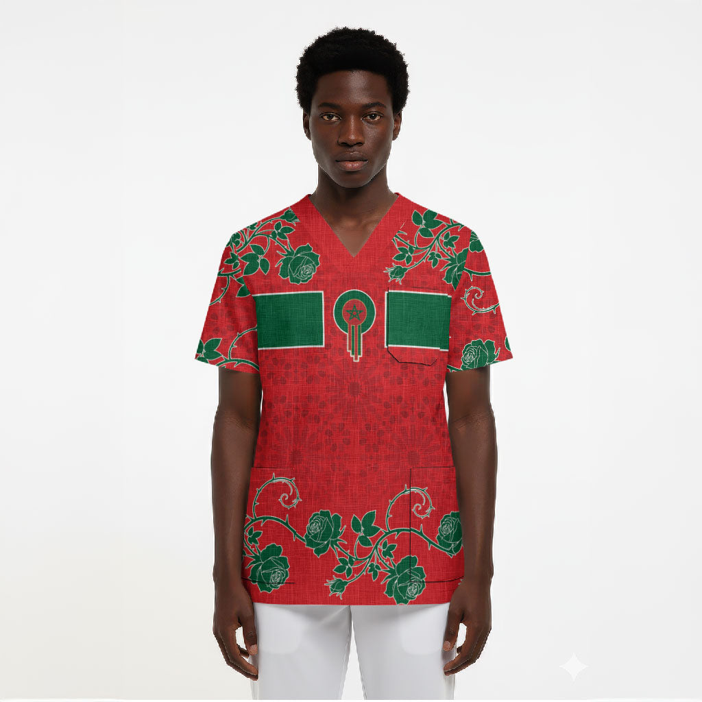 Custom Morocco Desert Rose Floral Scrub Top Africa Women’s Football Champion Series 2026