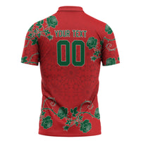 Custom Morocco Desert Rose Floral Zipper Polo Shirt Africa Women’s Football Champion Series 2026