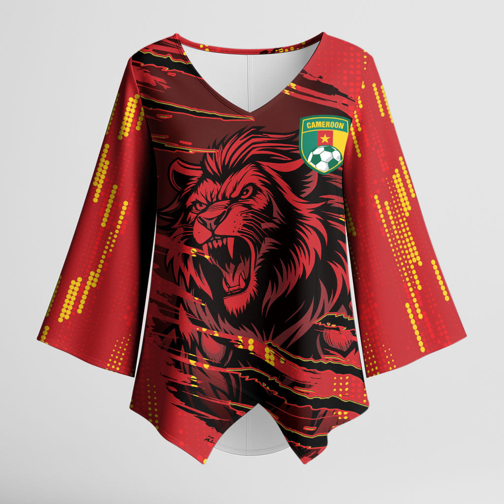 Custom Cameroon Red Lion Kimono Sleeve Blouse Africa Football Champion Series 2026