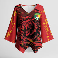 Custom Cameroon Red Lion Kimono Sleeve Blouse Africa Football Champion Series 2026