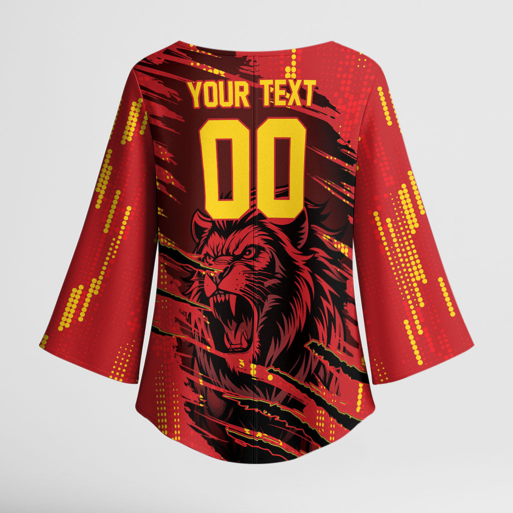 Custom Cameroon Red Lion Kimono Sleeve Blouse Africa Football Champion Series 2026