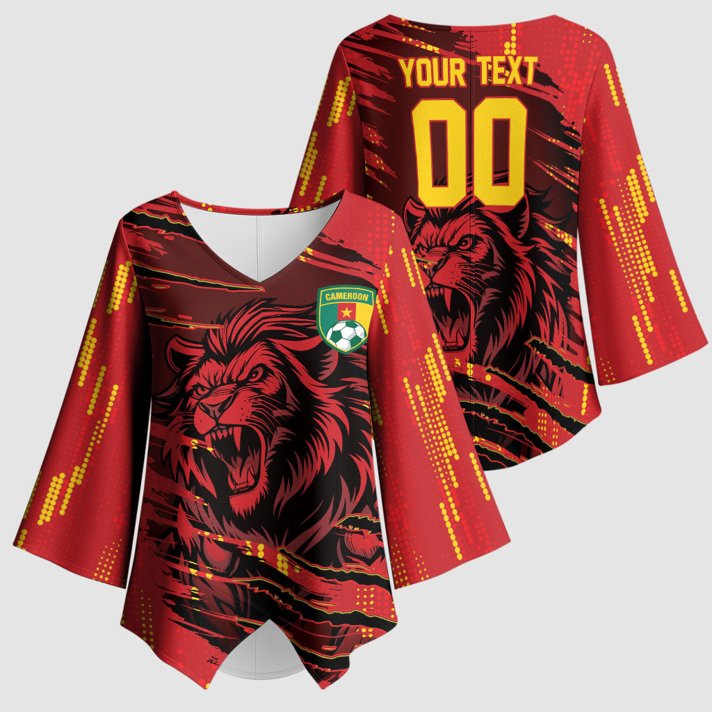 Custom Cameroon Red Lion Kimono Sleeve Blouse Africa Football Champion Series 2026