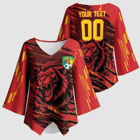 Custom Cameroon Red Lion Kimono Sleeve Blouse Africa Football Champion Series 2026