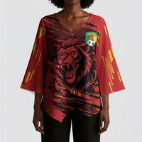 Custom Cameroon Red Lion Kimono Sleeve Blouse Africa Football Champion Series 2026