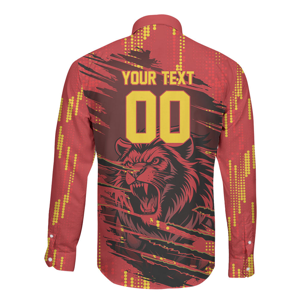 Custom Cameroon Red Lion Long Sleeve Button Shirt Africa Football Champion Series 2026