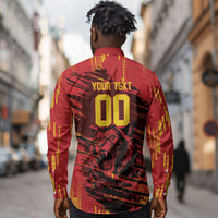 Custom Cameroon Red Lion Long Sleeve Button Shirt Africa Football Champion Series 2026